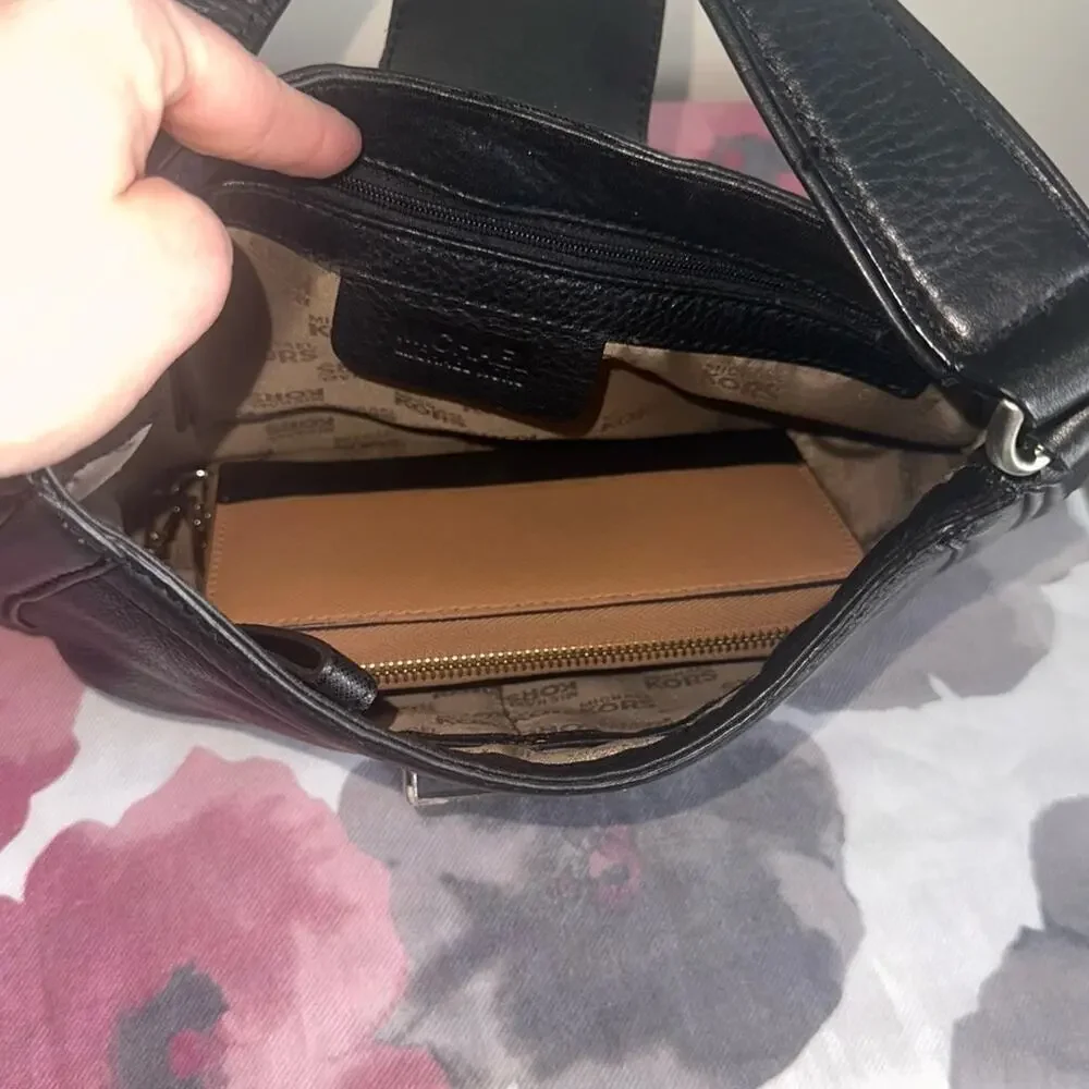 Michael Kors Black Leather Shoulder Bag and Wallet Set